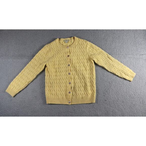 Appleseed's Cardigan Sweater L Yellow Marled Wool Cable Knit Vintage Cottagecore - Picture 1 of 7
